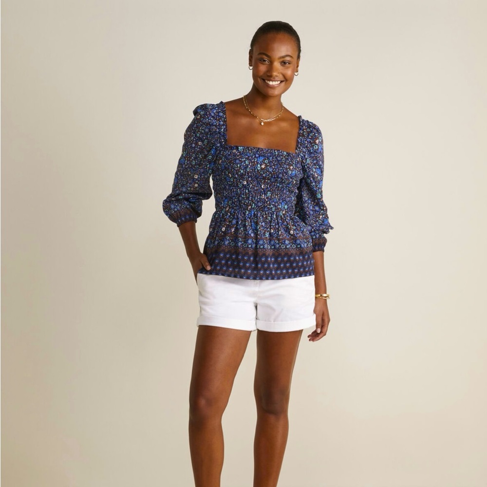 Vineyard Vines Square Neck Puff Long Sleeve Top